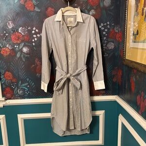 J. Crew Navy Striped Shirt Dress